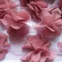 YYCRAFT 4.5 Yards 2.5" 3D Chiffon Flower Lace Trims Bridal Bouquets Cluster Flower DIY Sewing(Rose Pink)