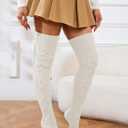 Leoparts Cable Knitted Thigh High Socks for Women Winter Extra Long Over Knee High Leg Warmer Stockings, 39 inches