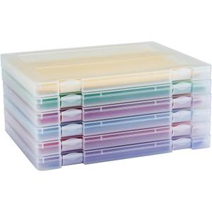 6 Pack A4 Paper Storage Box, 8.5 x 11 Project Case for US letter, Thick Scrapbook Storage Box Craft Storage Box Art Supplies Storage and Organization, Board Game Storage and Organizers