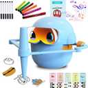 Custer's Night Drawing Robot for Kids - Montessori Painting Toys for 3 4 5 6 7 8 Year Old, Voice Interactive Educational Drawing Machine with 100 Cards,12 Colorful Pens & Music-Gift for Boys Girls B
