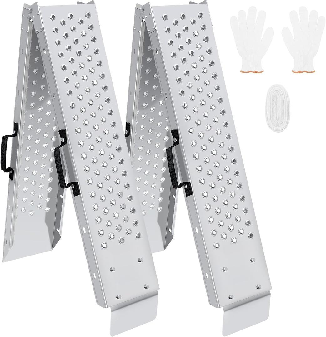 77.7 inches Long and 8.6 inches Wide Heavy Duty Folding Loading Ramp, 1500lb Capacity, Motorcycle; Lawn Mower; Snow Plough; Bikes; ATV; UTV; Golf Carts,Circular Hole, Pack of 2