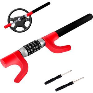 Car Steering Safety Wheel Lock Anti-Theft Device,Multiple Password High-Security Vehicle Lock, Adjustable Heavy-Duty Protective Retractable Universal Steering Lock for Cars, SUVs, Trucks