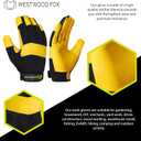 WESTWOOD FOX Gardening Working Gloves Leather Safety Thorn Proof Gloves for Mens & Women Flexible Heavy Duty Mechanic Gloves (Small, Yellow)