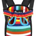 Pawaboo Pet Carrier Backpack, Adjustable Pet Front Cat Dog Carrier Backpack Travel Bag, Legs Out, Easy-Fit for Traveling Hiking Camping for Small Medium Dogs Cats Puppies, Medium, Colorful Strips (F-Colorful Strips)