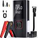 Jump Starter with Air Compressor, 5000A Battery Jumper Starter Portable (9L Gas/8L Diesel) with 160PSI Auto-Shutoff Tire Inflator, 12V Jump Box Car Battery Jump Starter with Jumper Cables, LED Light (Glossy Black)