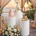 HAISIWLKJ 3PCS Cylinder Pedestal Stands for Parties, White Metal Round Cylinder Plinths Dessert Table Display Pillars for Birthday Wedding Bridal Baby Shower Party Decorations(Large)