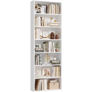 FACBOTALL 82" Tall Bookshelf, 7-Tier Open Shelves Bookcase, Freestanding Display Storage Shelves, Tall Bookcase Home Decor Furniture for Home Office, Living Room, Bedroom, White | Bookcase, Tall Bookcase, Home Decor Furniture, Home Office, Living Room