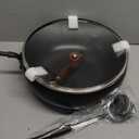 Carbon Steel Wok Pan, 11" Woks & Stir-Fry Pans with Glass Lid Cookwares, Nonstick Wok Flat Bottom Small Handmade Chinese Wok For for All Stoves