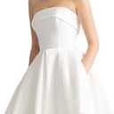 StarRovelex Women's White Wedding Cocktail Dress Satin Short Strapless Homecoming Party Prom Formal Dresses for Girls Elegant puffy Evening Gowns Bridesmaid Wedding Guest Dress White 10