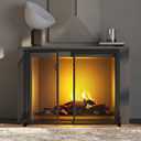 Fire Beauty Fireplace Screen with Hinged Doors, Powder Coated Steel Frame, Metal Mesh, Handcrafted Solid Steel,Decorative Design