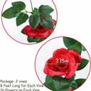 2 Pack (16FT) Artificial Rose Vine Fake Flowers Garland Hanging Silk Rose Ivy Plants Vine for Mother's Day Wedding Arch Party Garden Wall Aesthetic Art Dcor (Red)