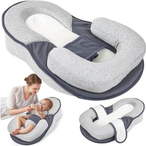 Feeding Pillow Anti Overflow Feeding Pillow for Reducing Spit-Up, Safety Nursing Pillow (Dark Gray)