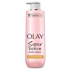 Olay Super Serum Body Wash for Extra Dry Skin, 24hr Long Lasting Rich Hydration, 5+ Ingredient Complex for Bright, Even, Firm, & Luminous Skin, with Collagen Peptide, Vitamin C & Shea Butter, 20 fl oz