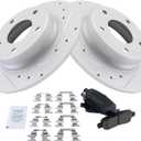 TRQ Rear Brake Pad & Rotor Kit Ceramic Premium G-Coated Compatible with 2020 Nissan Sentra (BKA48578)