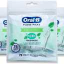 Oral-B Floss Picks Fresh Mint with Scope Freshness, Shred Resistant, 75 Count (Pack of 5)