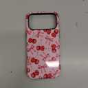 branple Compatible with iPhone 17 Pro Max Case, Cute Pink Cherry Bow Pattern with Shockproof Slim Soft TPU and Hard PC Protective Cover for Women Compatible with iPhone 17 Pro Max Case, Glossy