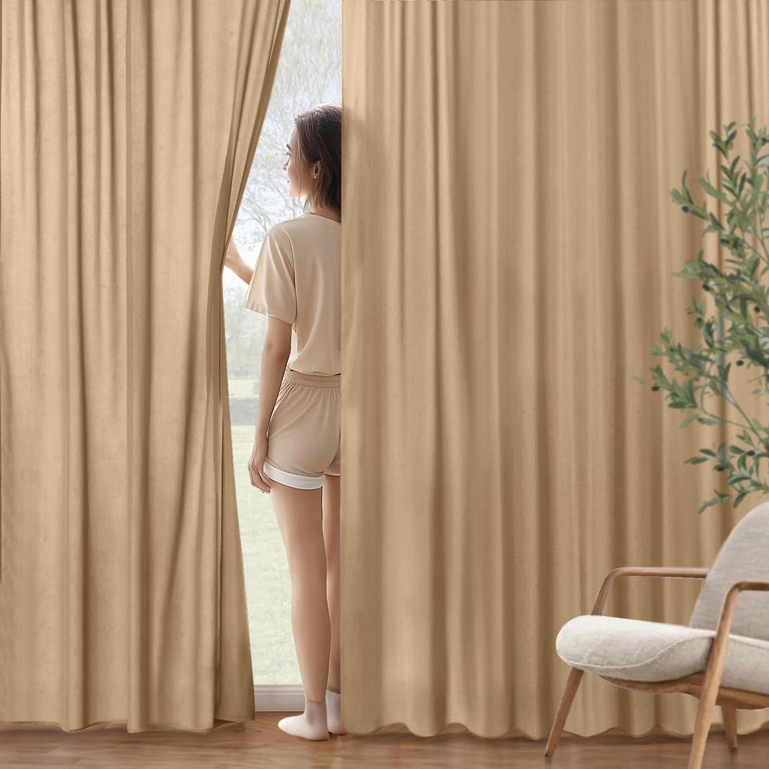 MIULEE Brown Privacy Sheer Curtains That Let Light in 96 Inches Long Non-See-Through Semi Sheer Curtain Light Filtering Window Curtains Drapes for Living Room Bedroom 2 Panels Set 52 X 96