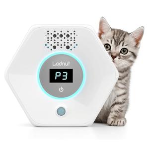 Cat Litter Deodorizer - Ozone & Negative Ion Odor Remover with Sensor Monitor, Cat Odor Eliminator,Safe Air Purifier for Pets(Pearl White)