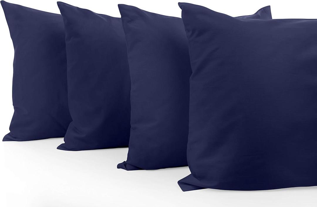Comfort Beddings Queen Pillow Cases Set of 4 Blue 100% Organic Cotton 600 Thread Count Premium Blue Cotton Pillowcases, Queen Pillowcase Pillow Covers, 20 x 30 inch