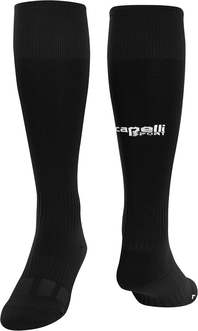 Capelli Sport Unisex Knee High Socks, Athletic Team Sports Apparel for Soccer, Football, Baseball, and Softball (Black White), XSmall