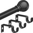 Authandis Black Curtain Rods for Windows with Brackets,5/8 Inch Diameter Small Curtain Rod Adjustable Set 32 to 90 Inches,Easy Install Drapery Rods
