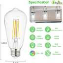 2 x Depuley LED Light Bulbs E26: Edison LED Filament Bulbs 6W Equivalent 60W - Vintage Chandelier Lights Bulb 5000K Daylight White - ST58 Clear Glass Bulb 360Omnidirectional Lighting 800LM 90+CRI 12 Pack