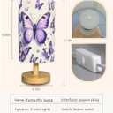 Butterfly Lamp, Butterfly Lamps for Girls Bedroom,3 Color Night Light Wood Nightstand Desk Base Flaxen Fabric Shade for Bedroom Living Room, Butterflys Lovers Gifts, LED Bulb Includedpurple lamp
