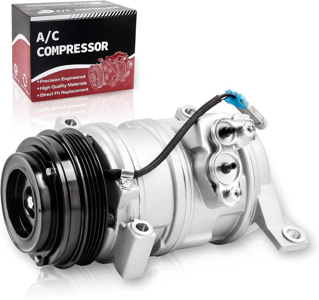 AC Compressor Compatible with 2001-2013 Silverado 1500, 2001-2014 Tahoe, 2001-2014 Suburban 1500, 2001-2013 Sierra 1500, 2001-2014 Yukon Replace 10364873 15068853 15068854 15081861 15100337 15100338