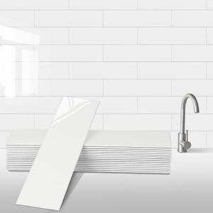 24-Pieces Peel and Stick Tiles for Kitchen Backsplash, New Upgrade Design 12" x 3"SPC Subway Backsplash Tiles, Cream White Premium Finger Tiles (Beige).