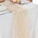 10FT 4PCS Gold Table Runners, Sheer Cheese Cloth Table Runner 120 Inch Tulle Sequin Glitter Metallic Foil Boho Table Cover Chiffon Cheesecloth