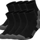 COOVAN Mens Ankle Athletic Socks Quarter Cushion Moisture Wicking Running Sports Work Socks 7 Pairs (One Size, Black 6 Pairs)