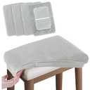 SINOSSO Vanity Stool Covers Set of 4, Super Soft Velvet Stretch Washable Saddle Bar Stool Slipcover Bench Seat Protector, (Rectangle, Light Grey, 4 Counts)