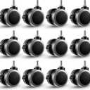 12 Pcs 2 Inch M8 Threaded Caster Office Chair Replacement Wheels Bulk Height Adjustable Lockable Swivel Caster for Chair Standing Mobile Desk Luggage Accessories