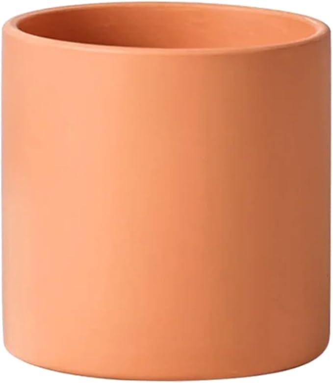 Ceramic Plant Pots with Drainage Hole, Cylindrical Planters Container Small Flower Pots for Succulent House Indoor Plants (Light Orange,8cm / 3.14")