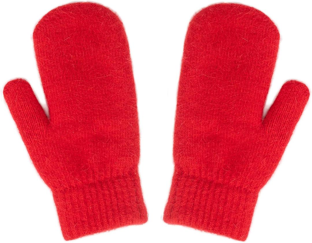 Women's Winter Mittens for Adult Ladies Soft Knitted Gloves Thick Crochet Mittens Cold Weather Accessory(S/M) (Red, M)