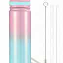 Insulated Stainless Steel Water Bottle with Straw, Ceramic-Lined, BPA-Free & Leak-Proof, 24 oz, Guava