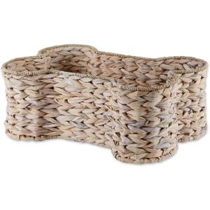 Bone Dry Pet Storage Collection, Bone Shape Hyacinth Toy Basket, White Wash, Large - 24x15x9"