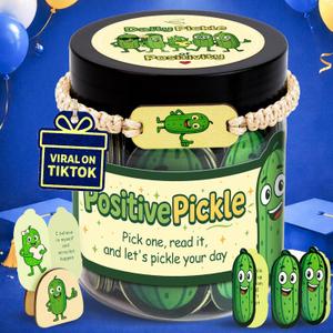 Stofinity 60 Positive Pickle Affirmation Cards Jar - Small Birthday Gifts for Teen Girls Trendy Stuff, High School Graduation Gift For Her, Daughter, Mothers Day Gifts for Mom, Sister, Friends