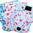 Paw Legend Washable Reusable Female Dog Period Diapers for Heat Doggie Puppy Diapers for Female Dogs (3 Pack,X-Small) (X-Small (8"-11.5" Waist), Cupcake)