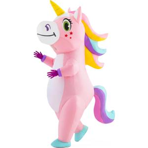 Spooktacular Creations Halloween Inflatable Costume, Full Body Unicorn Blow Up Costume for Adult Holiday Themed Cosplay Party (Pink)