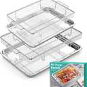 Air Fryer Basket for Oven, 25% Thicker, OPENICE 2 Set Oven Air Fryer Basket and Tray, Stainless Steel Air Fryer Pans and Crisper Tray for Convention