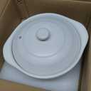 Clay Soup Pot with Lid - Ceramic Cookware Stockpot for Rice, White, 1.9 Quart