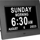 TSITSC 7 Inch Digital Day of The Week Clock Extra Large Non-Abbreviated Dementia Day and Date Time Clocks for Seniors Elderly Impaired Vision Memory Loss 12 Alarm Reminders + Auto-Dimming