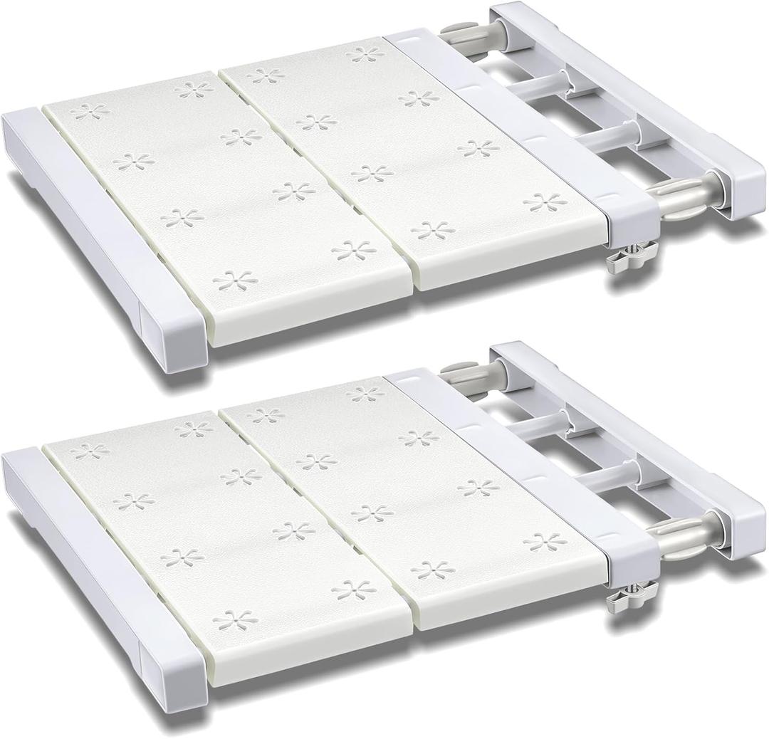 Gerrii 2 Pcs Closet Tension Shelf Rod Expandable Shelf Locker Organizer Adjustable Metal Storage Rack Scalable Layered Divider Separator for Cabinet Wardrobe Kitchen Bathroom (10.83''-17.91'')