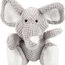 goDog Checkers Elephant Tough Plush Toy with Chew Guard Technology, Durable Checkered Fabric & Squeaker for Active Play, Gray, Large