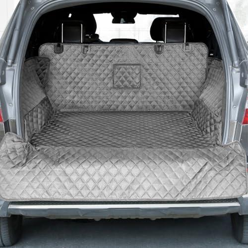 PETICON SUV Cargo Liner for Dogs, Waterproof Pet Cargo Cover Dog Seat Mat for SUVs, Sedans, Vans with Bumper Flap Protector, Non-Slip, Large Size Universal Fit, Gray