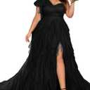 Women's Plus Size Wedding Guest Long Dress One Shoulder Summer Maxi Elegant Evening Party Cocktail Gown for Bridesmaid Prom (XX-Large, #1 Black)