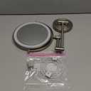 Rocollos Rechargeable Wall Mounted Lighted Makeup Mirror, 8 Inch Double-Sided LED Vanity Mirror 1X/10X Magnification,3 Color Lights Touch Screen Dimmable 360Swivel 13 Inch Extendable