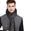 Aonal Womens Winter Scarf Cold Weather Thick Warm Cable Knit Wraps Chunky Large Soft Long Scarves (Dark Grey)