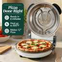 Cook With Color Electric Countertop Pizza Oven, Indoor Crispy Crust Pizza Maker, 12 Inch Pizza Oven with Ceramic Stone, Heats up to 800F, Dual Temperature Control, Includes Pizza Peel, Off White